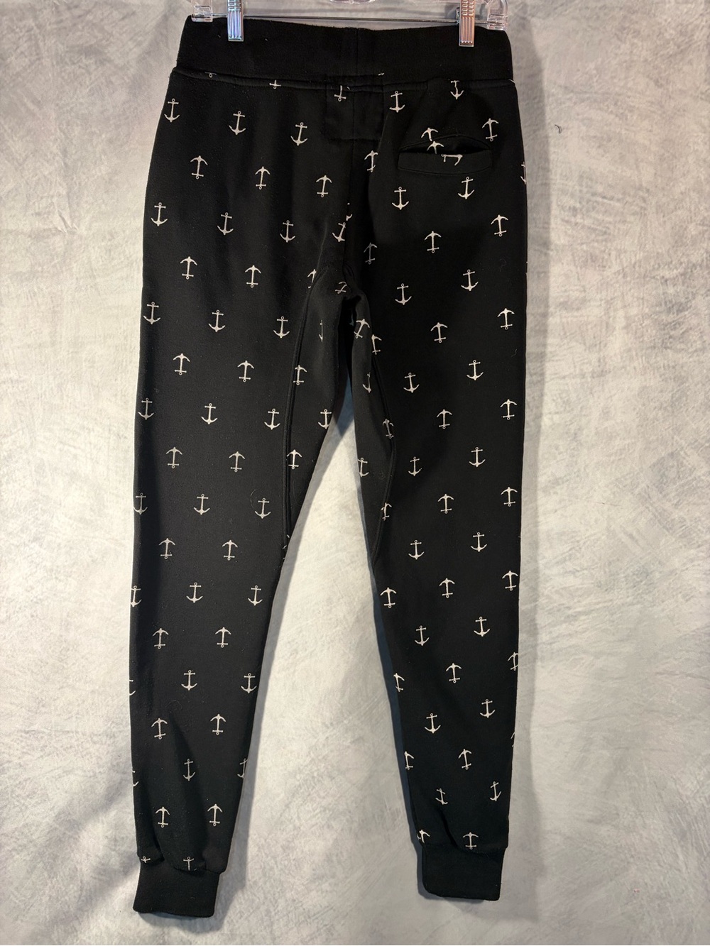 Retro Distrikt Black Anchor Print Jogger Pants Size Small